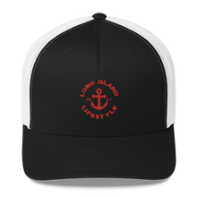 RED LONG ISLAND LIFESTYLE TRUCKER HAT