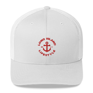 RED LONG ISLAND LIFESTYLE TRUCKER HAT